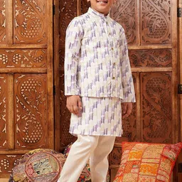 Stylo Bug Boys Printed Regular Kurta & Pyjamas With Nehru Jacket image 2