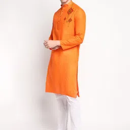 DEVOILER Ethnic Motifs Printed Band Collar Regular Kurta with Pyjamas image 4