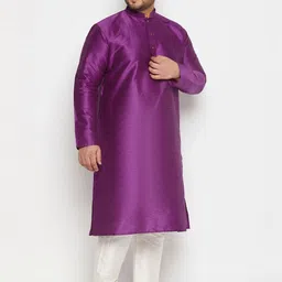 VASTRAMAY Plus Size Mandarin Collar Kurta and  Dhoti Pants With Nehru Jacket image 4