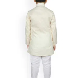 SG YUVRAJ Boys Cream-Coloured Self Design Kurta with Pyjamas image 5