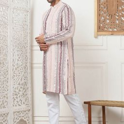 Anouk Men Embroidered Regular Mirror Work Kurta with Pyjamas image 5