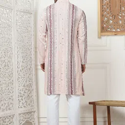 Anouk Men Embroidered Regular Mirror Work Kurta with Pyjamas image 5