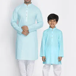 VASTRAMAY Boys Aqua Blue Regular Kurta with Pyjamas-73