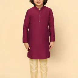 KISAH Boys Mandarin Collar Regular Kurta with Pyjamas & Nehru Jacket image 3