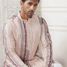 Anouk Men Embroidered Regular Mirror Work Kurta with Pyjamas image 1