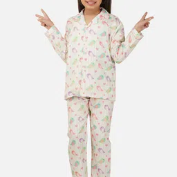 Sand Dune Girls Graphic Printed Lapel Collar Night suit-image-50