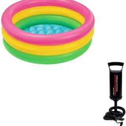 intex Hand Air Pump With 2ft Round Glow Baby Inflatable Pool, Pool Accessory image 2