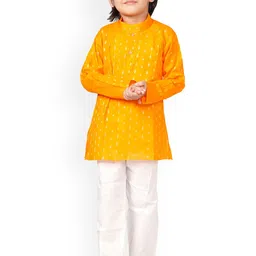 BAESD Boys Ethnic Motifs Printed Mandarin Collar Pure Cotton Regular Kurta with Pyjamas-35