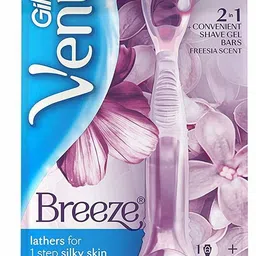 gillette Venus Breeze, 3 Blades, 2 in 1 Convenient Shave Gel Bars Freesia Scent, Women-picture-6