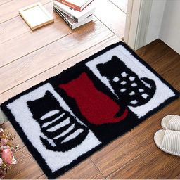 AAZEEM Maroon & Black Cotton Anti-Skid Doormat-picture-4