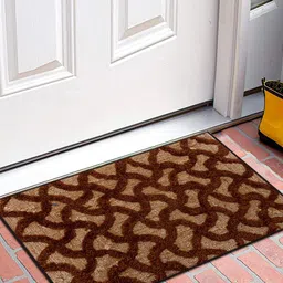 Kuber Industries Grey & Brown Velvet Anti-Slip Doormat-17