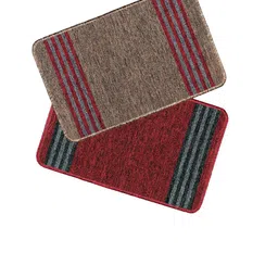 Bedspun Brown & Red 2 Pieces Striped Anti-Skid Doormats-14