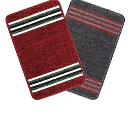 Bedspun Black & Red 2 Pieces Striped Anti-Skid Doormats-17