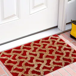 Kuber Industries Set Of 3 Brown & Red Patterned Anti-Skid Doormat image 3