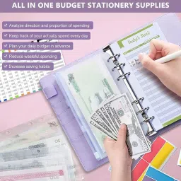 parspar A6 pure Leather File Folder Ring Binder Set with Envelopes Sheets Stickers Ruler Manual Multi Binder image 4