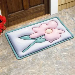 Dakshya Industries Grey & Pink 3D Printed Anti-Slip Doormat-37