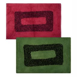 Kuber Industries 2 Pieces Maroon & Green Self-Designed Cotton Doormats-picture-1