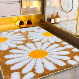 ROSEATE Beige & White 2000 GSM Anti Skid Bath Rug-picture-13