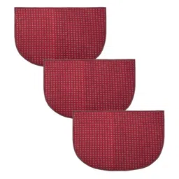 Kuber Industries 3 Pieces Maroon & White Dotted D Shape Anti Skid Woolen Door Mats-image-98