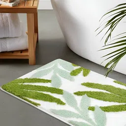 Bajo's White & Green Floral Pattern Anti-Skid Quick-Dry Soft Doormat-image-62