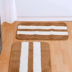 Bajo's Brown & White 2-Pcs Striped Anti-Skid Doormats-26