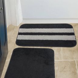 HOSTA HOMES Black & White 2 Pieces Self-Designed Anti-Skid Doormat-58