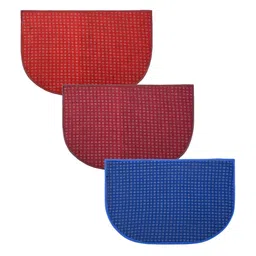 Kuber Industries Red & Blue 3 Pcs Printed Anti-Skid Doormats-37