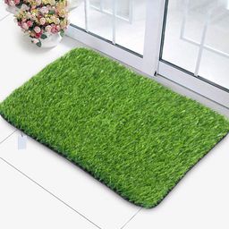 Kuber Industries Green Artificial Grass Yarn Realistic Look Doormat-35