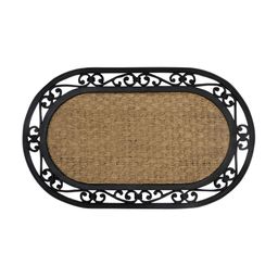 HOKIPO Brown Oval Shaped Anti-Skid Doormat-29