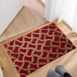 Kuber Industries Red 2-Pcs Cotton Doormats-34