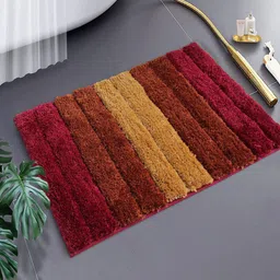LUXEHOME INTERNATIONAL Maroon Striped Anti Skid Doormat-14