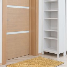 Black gold Yellow Self-Design Microfiber Anti-Skid Doormat-5