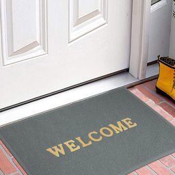 Kuber Industries Grey Welcome Printed Rubber Anti Slip Doormat-1
