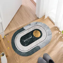 Kuber Industries Grey & Black Printed Anti Skid Doormat-30