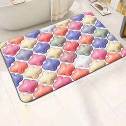 Dakshya Industries Pink & Blue 3D Printed Anti-Slip Doormat-31