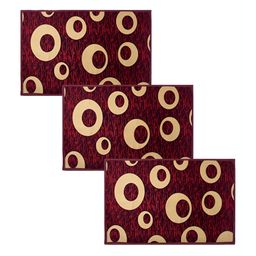 Kuber Industries Maroon & Beige 3 Pieces Printed Anti Skid Doormats-12