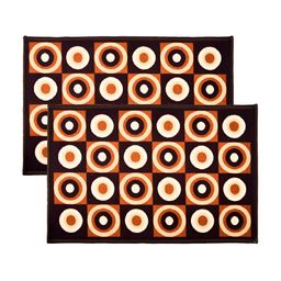Kuber Industries 2 Pieces Brown & Orange-Colored Printed Velvet Doormat-16