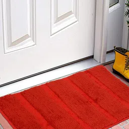 Kuber Industries Set Of 2 Red Striped Anti-Skid Cotton Doormats-37