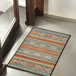 Soumya Orange & Grey Printed Anti-Skid Doormats-14