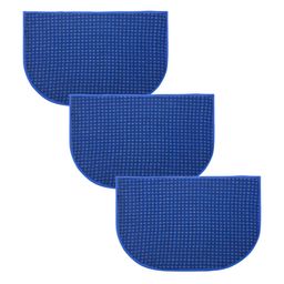 Kuber Industries 3 Pieces Blue Dotted D Shape Anti Skid Woolen Door Mats-26
