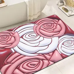 Dakshya Industries Maroon & White 3D Printed Anti-Slip Doormat-image-83