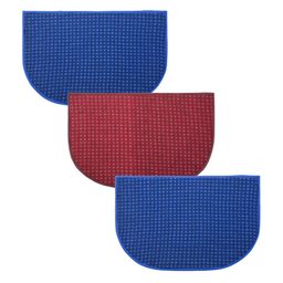 Kuber Industries Blue & Red 3 Pcs Dotted D Shape Anti Skid Woolen Doormats-14