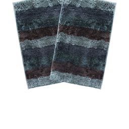 LUXEHOME INTERNATIONAL Set of 2 Blue Striped Anti-Skid Doormats-image-53