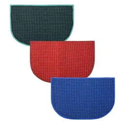 Kuber Industries Green & Red 3 Pcs Dotted Patterned Anti-Skid Doormats-23