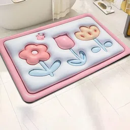 Dakshya Industries Pink & Yellow 3D Printed Anti-Slip Doormat-13