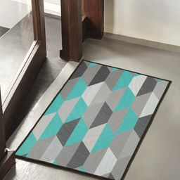 Soumya Blue & Grey Printed Anti Skid Doormats-47