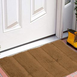 Kuber Industries Set Of 2 Light Brown Striped Cotton Door Mats-81
