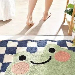 ROSEATE Grey & Green Frog Microfiber 2000 GSM Anti-Skid Bath Rug-image-46
