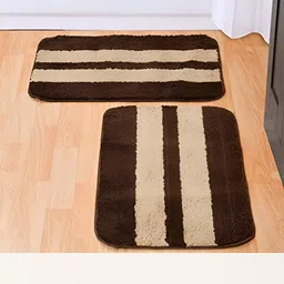 Bajo's Beige & Brown 2 Pieces Striped Anti-Skid Doormats-6
