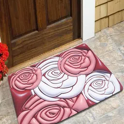 Dakshya Industries Maroon & White 3D Printed Anti-Slip Doormat-18